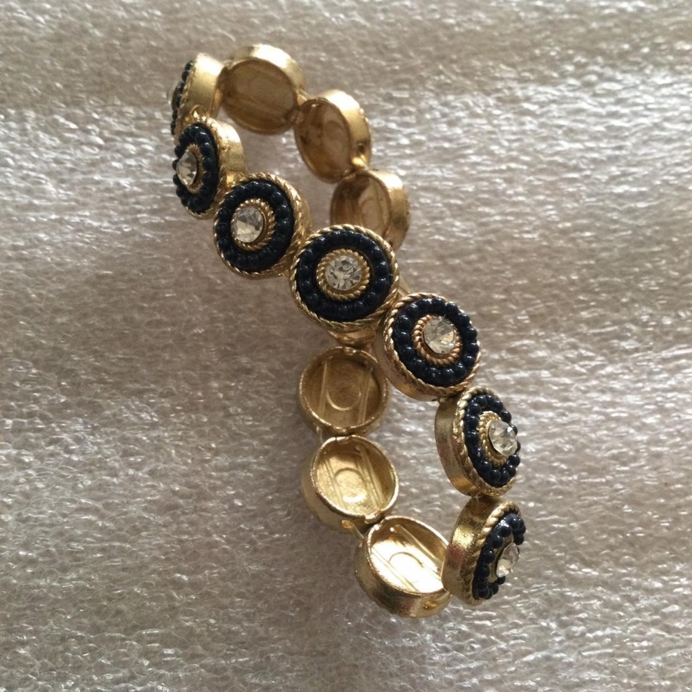 Navy and rhinestone stretch bracelet